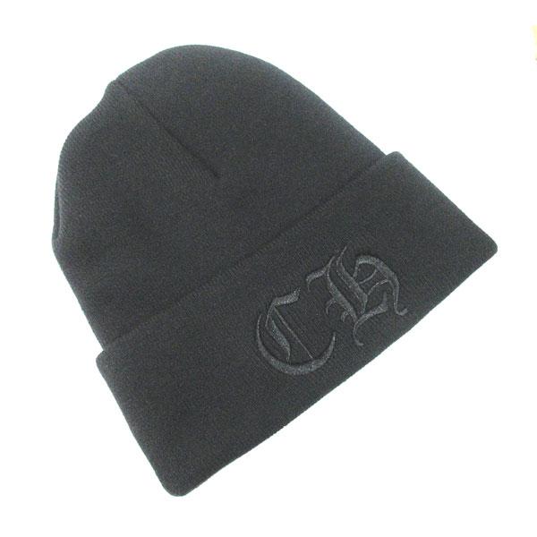 新品》CHROMEHEARTS クロムハーツ CHロゴ ワッチキャップ ニット帽 黒