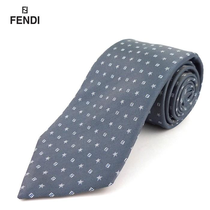フェンディ Fendi シルクネクタイ イタリア製 2万1600 メンズ 星柄 ナロータイ ギフト プレゼント 結婚式 ブランド グレー系 あすつく Khabarbani Com