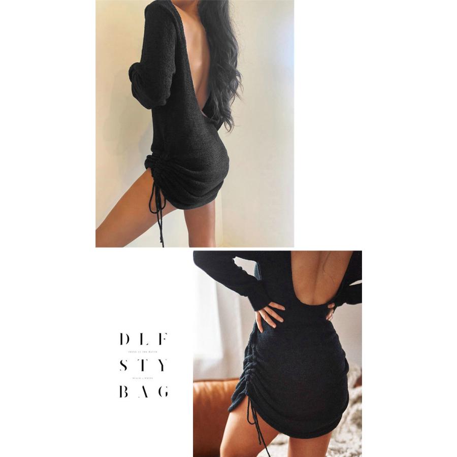 100円オフ ボディコン セクシー ワンピース レディース 胸元 セクシー ドレス 服 ゆったり ワンピ ミニワンピ Sexy ゆるニット 透け 長袖 ボディコンワンピ 黒 Icoc3 Museum8 通販 Yahoo ショッピング