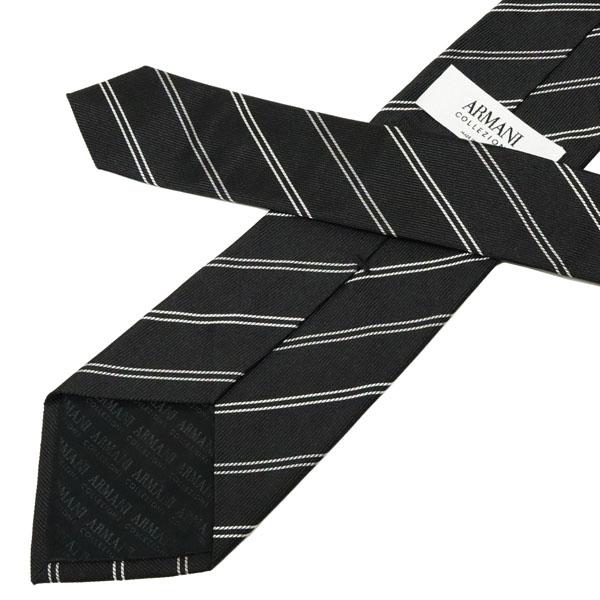 【新品未使用】アルマーニコレツォーニ ネクタイ ブラック ホワイト ストライプ ARMANI COLLEZIONI アルマーニ コレッツォーニ 【訳あり