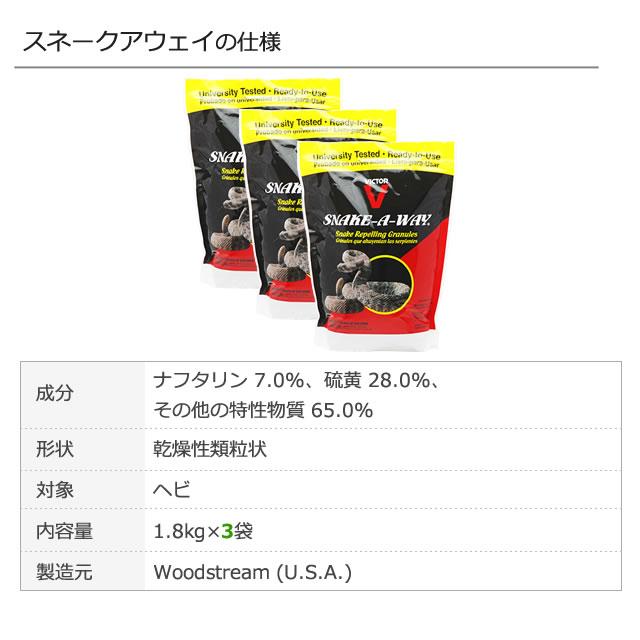 3袋セット) 蛇よけ スネークアウェイ 1.8kg×3袋 ヘビ忌避剤 天然