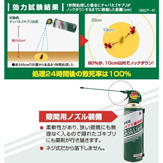 ゴキブリ駆除 業務用 ゴキジェット 450ml アース製薬 医薬部外品 スプレー ジェット噴射 狭い 隙間用 ノズル 秒速ノックダウン｜mushinai｜04