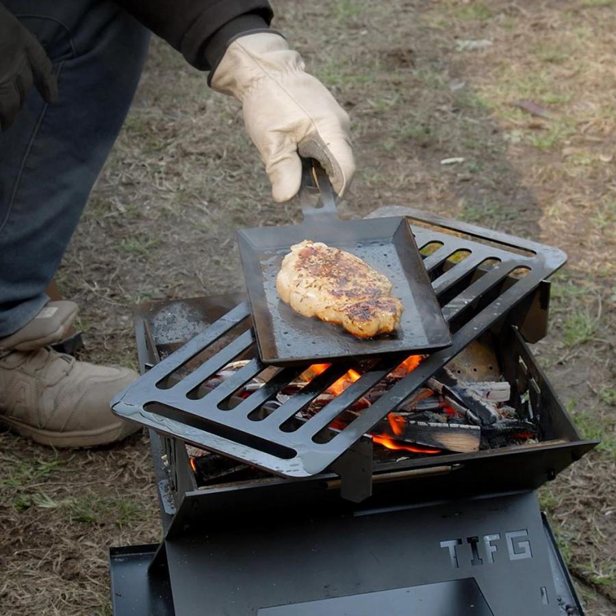 フライパン THE IRON FIELD GEAR ( ジアイアンフィールドギア ）TAKI BE PAN mini（ タキビ パン ミニ）焚き火フライパン ホーロー 加工 ステーキ 焚火 焚き火｜music-outdoor-lab｜02