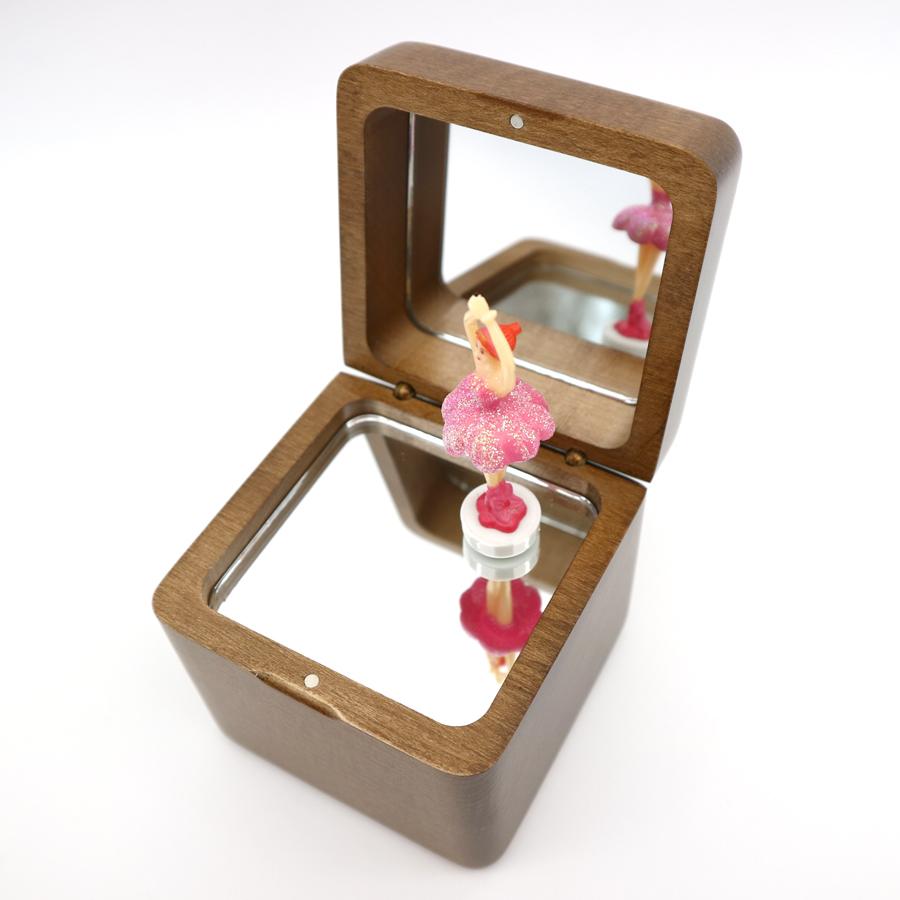 オルゴール プレゼント 回転 バレリーナ ブラウン 18弁 好きな曲を