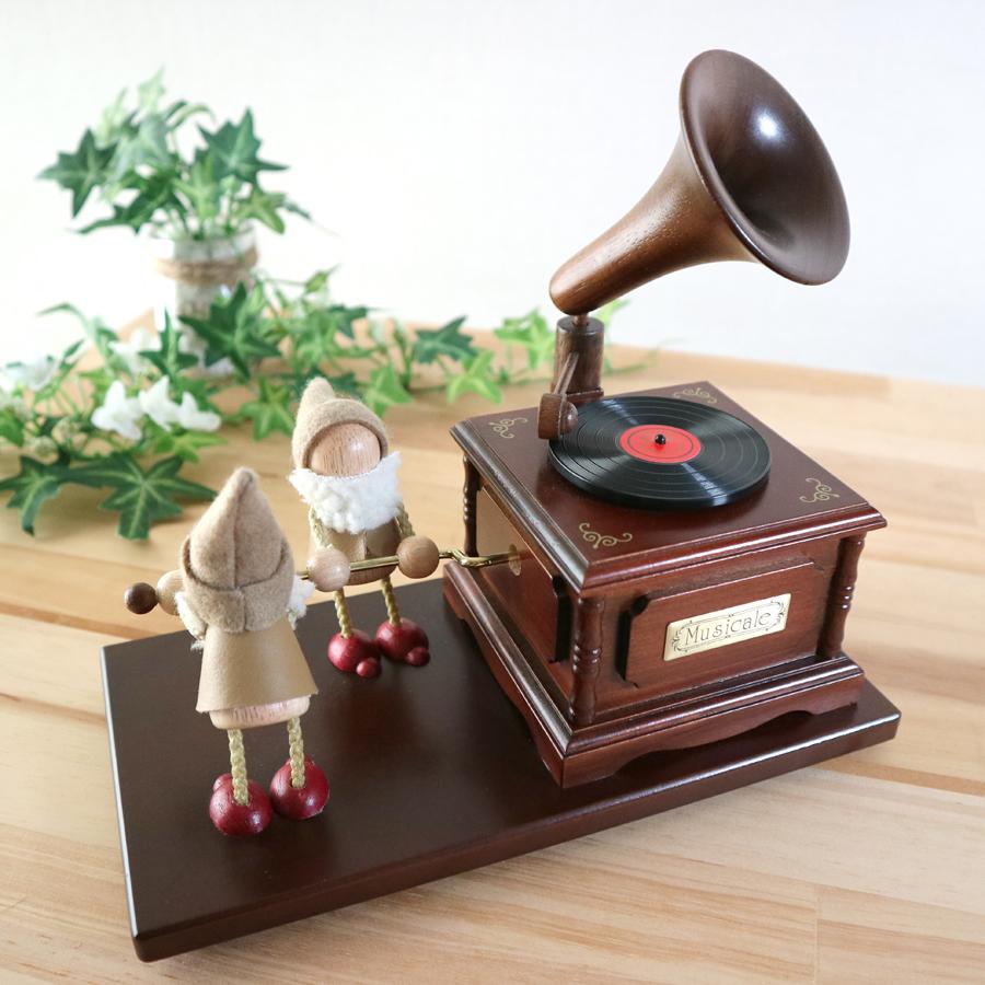 オルゴール 木製 ミニアンティーク 小人の蓄音機 18弁 固定曲 星 オルゴール 木製 ミニアンティーク 小人の蓄音機 18弁 固定曲 星