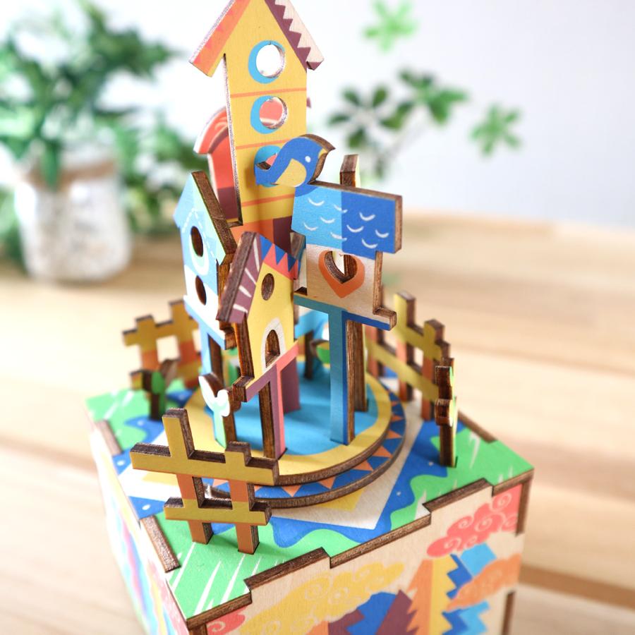 オルゴール 工作 キット DIY 空のおうち 18弁 好きな曲を選べる お祝い
