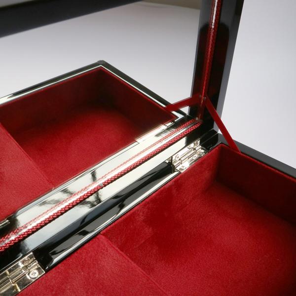 オルゴール プレゼント 会津塗宝石箱L(7.0角)黒／富士に桜 18弁 好きな