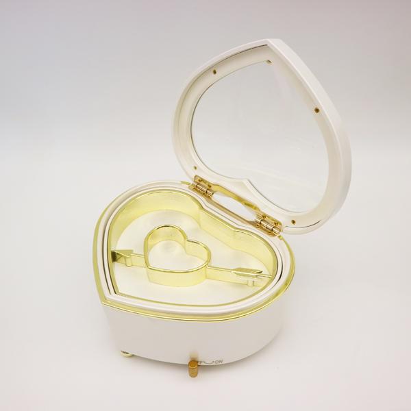 アンティークオルゴール　青いハート型　装飾ボックス ハート型オルゴール 宝石箱 メモリー ジュエリーボックス