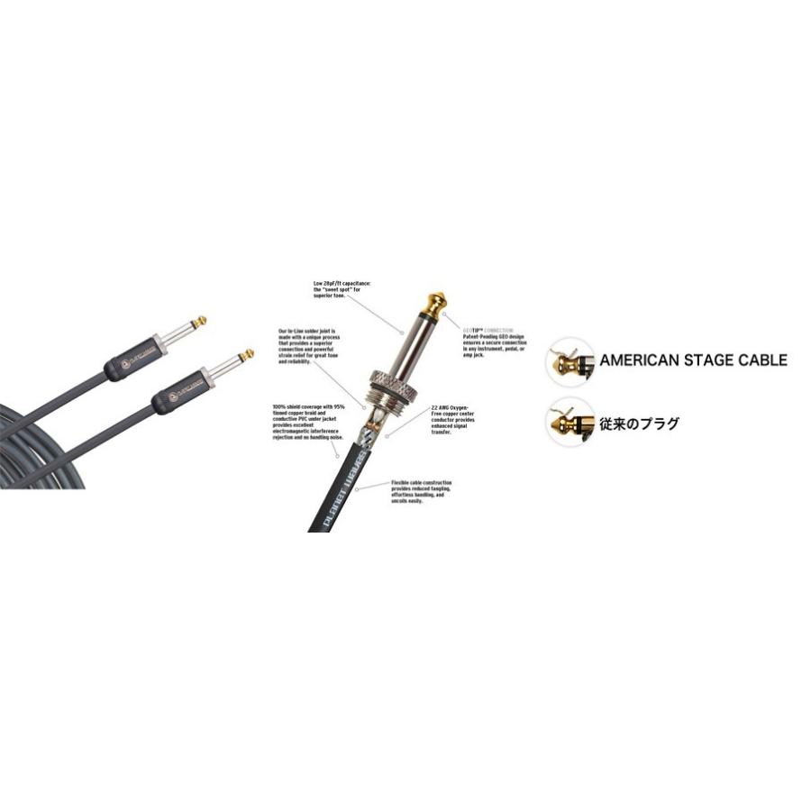 PlanetWaves／American Stage Series Instrument cables：PW-AMSGRA-20 20feet S/L型 ギターシールド_1