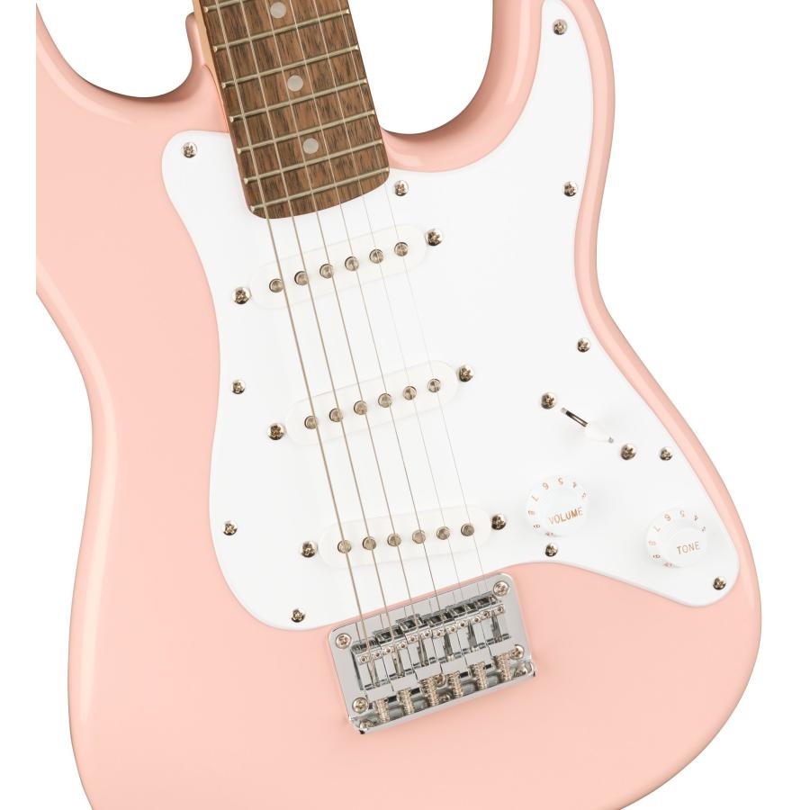 【女性やキッズに最適!】Squier by Fender Mini Stratocaster Shell Pink ミニエレキギターの画像