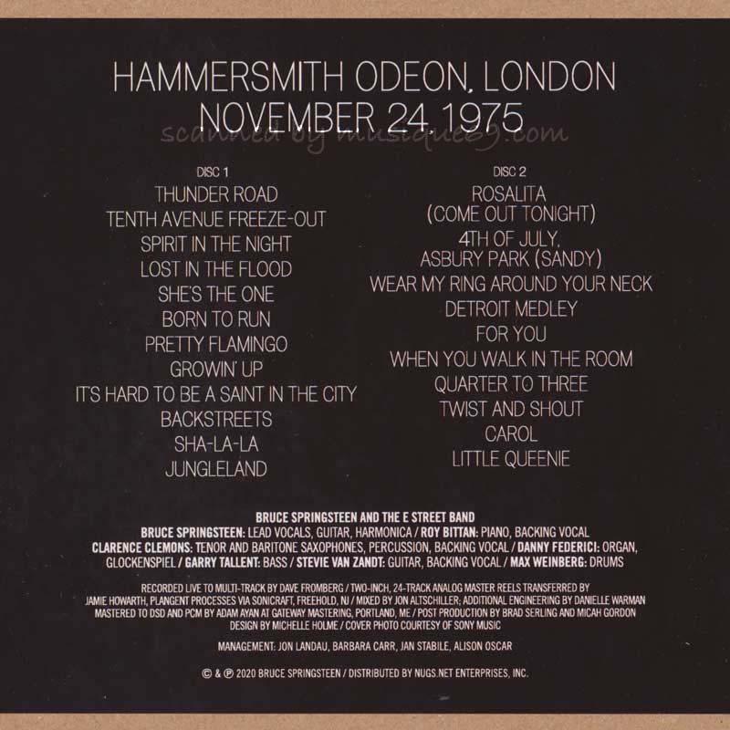 ブルーススプリングスティーン Bruce Springsteen & The E Street Band Hammersmith Odeon, London, November 24
