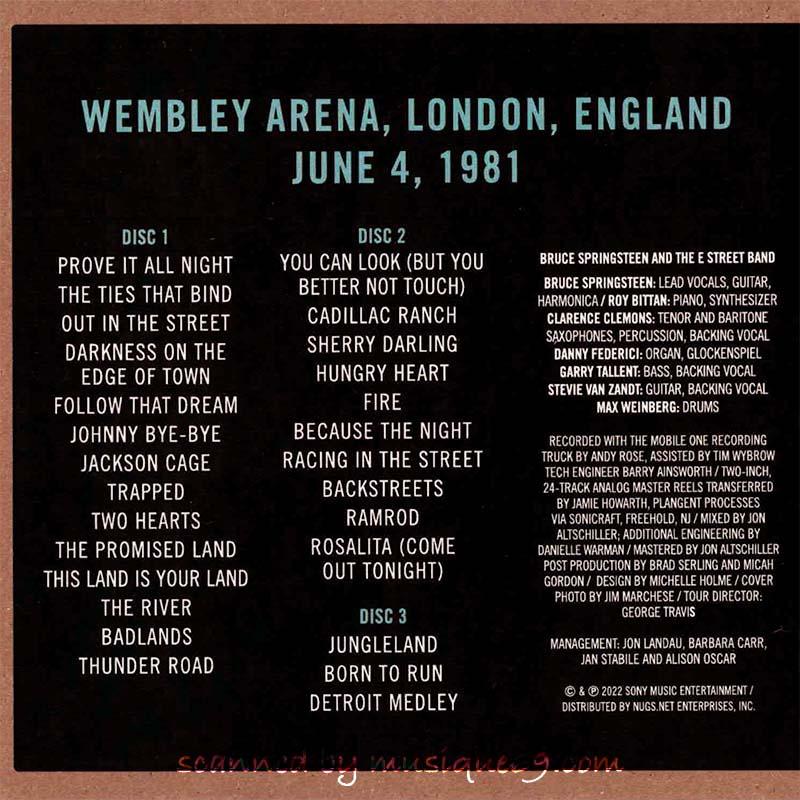 ブルーススプリングスティーン Bruce Springsteen & The E Street Band - Wembley Arena, London, England | June 4, 1981 (CD)｜musique69｜02