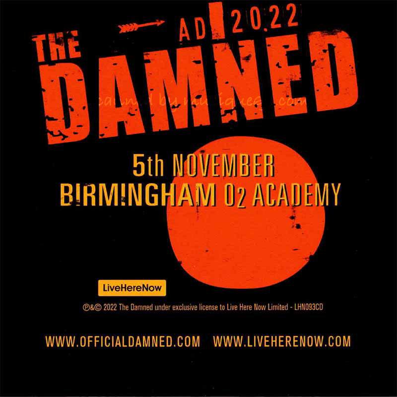 ダムド The Damned - AD 2022 (5th November, Birmingham, O2 Academy): Limited Edition (CD)｜musique69｜02