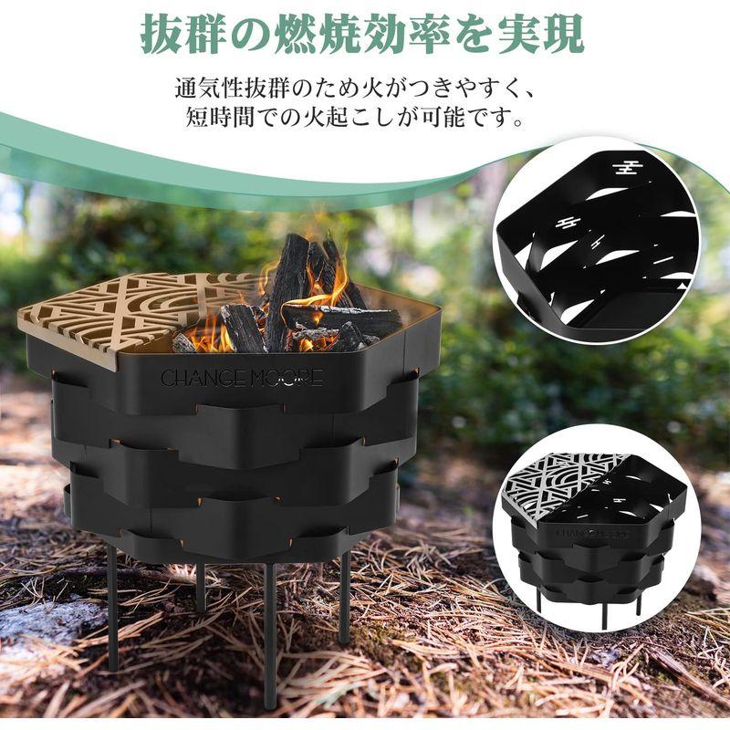 【ほぼ未使用】 CHANGE MOORE 焚き火台 大型 簡単組み立て 焼き網付き コンパクト バーベキューコンロ 高さ調整可能 焚火台 キャンプ アウトド 【2169207468】(12120円)