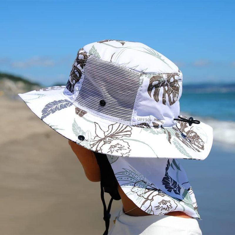 TAVARUA（タヴァルア）サーフハット・バックシェード付きBOTANICAL WHITE 帽子、キャップ