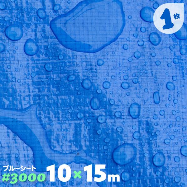 ブルーシート 3000 厚手 防水 ハトメ 1枚 10.0m×15.0m 大判サイズ 10m