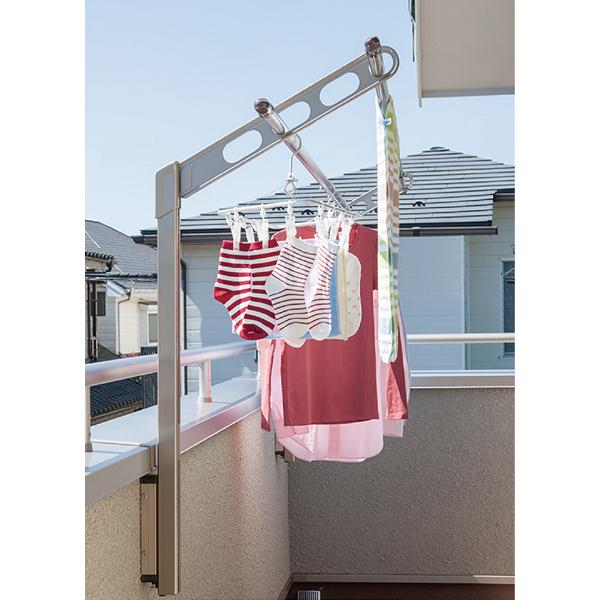 川口技研 洗濯物干し ベランダ 屋外 竿受け 物干し金物 腰壁付け 2本1