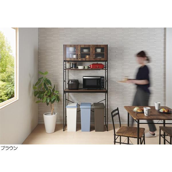 食器棚 キッチンボード 幅93.5cm 収納ラック ゴミ箱上ラック W935×D450×H1800mm 木目調 北欧 ルナ キッチンラック KR930の画像