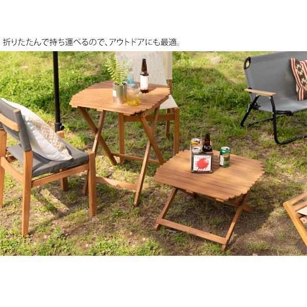W60×D60×H38 東谷 フォールディングローテーブル 天然木製 屋内 アウトドア テラス ハンドル付き 折りたたみ式 低いテーブルの画像