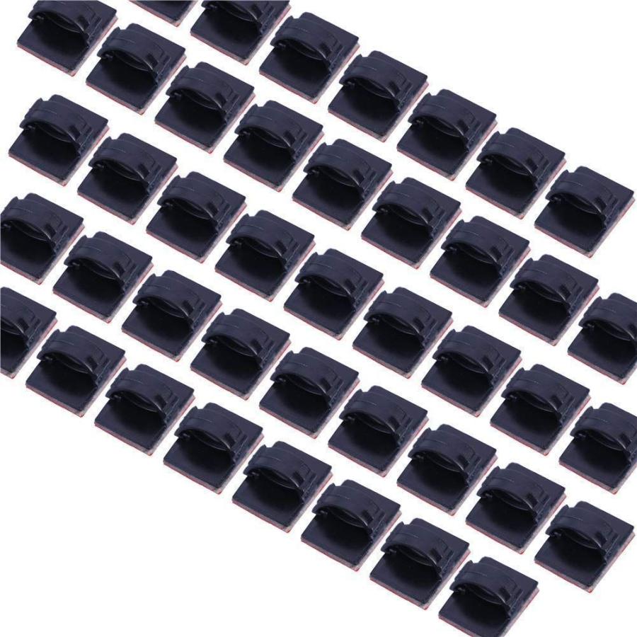 商店 ケーブルクリップ 配線止め コードクリップ 収納 ケーブル固定具 テープ有り 車用 家庭用 事務室用 40pcs 黒 Edilloperfido Com