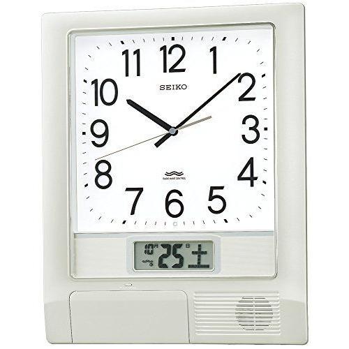 セイコー クロック 掛け時計 電波 アナログ プログラム機能 カレンダー 液晶表示 銀色 メタリック PT201S SEIKO