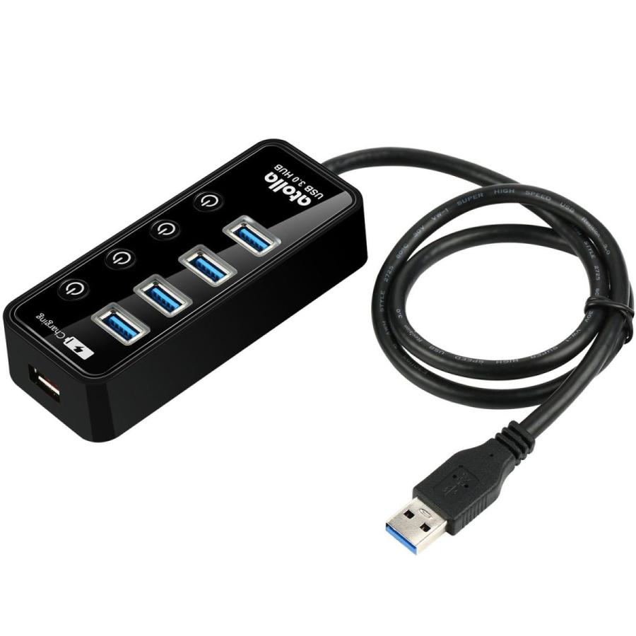 超定番 USB3.0ハブ 電源付き atolla 4ポート高速USB3.0 の 拡張 1充電ポート USB Hub 独立スイッチ付 5V 3A ACア atolla USB3.0ハブ 4ポート5Gbps高速データ転送 USB HUB 3.0 の 増設 1充電ポート、独立スイッチ付 バスパ