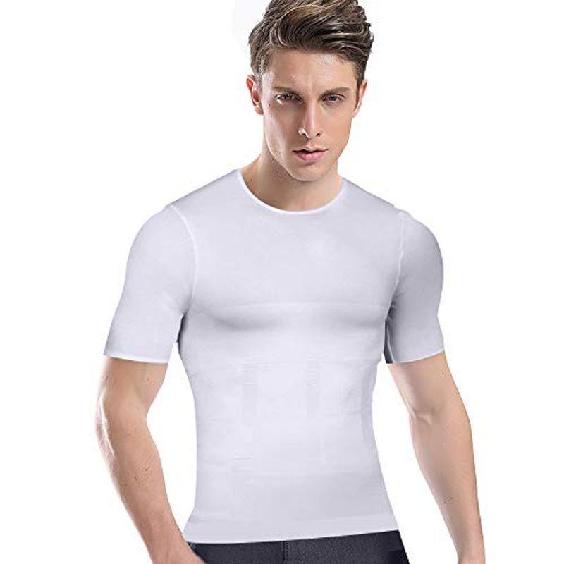 注目ショップ・ブランドのギフト 加圧シャツ メンズ 加圧インナー コンプレッションウェア 加圧式Tシャツ 半袖 スポーツウェア (ホワイト, L)  その他ワイシャツ - www.we-job.com