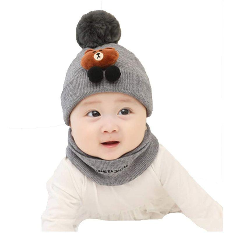今ならほぼ即納 子供 ニット ベビー帽 ニット帽子 女の子 男の子 ネックウォーマー 子供帽子 2点セット あったか 綿 無地 ニット帽 キッズ 耳付き 赤 Simbcity Net
