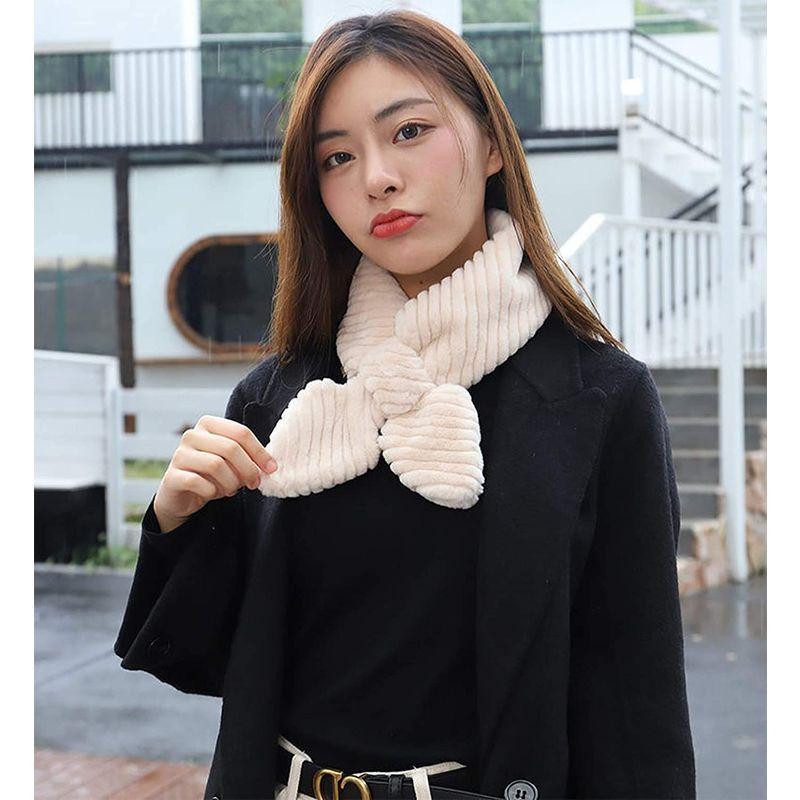 超安い ネックウォーマー かわいい レディースマフラー ティペット 襟巻き スヌード 蝶結び 葉の紋様 もこもこ柔らかい フェイクファー ふわふわ起 Simbcity Net