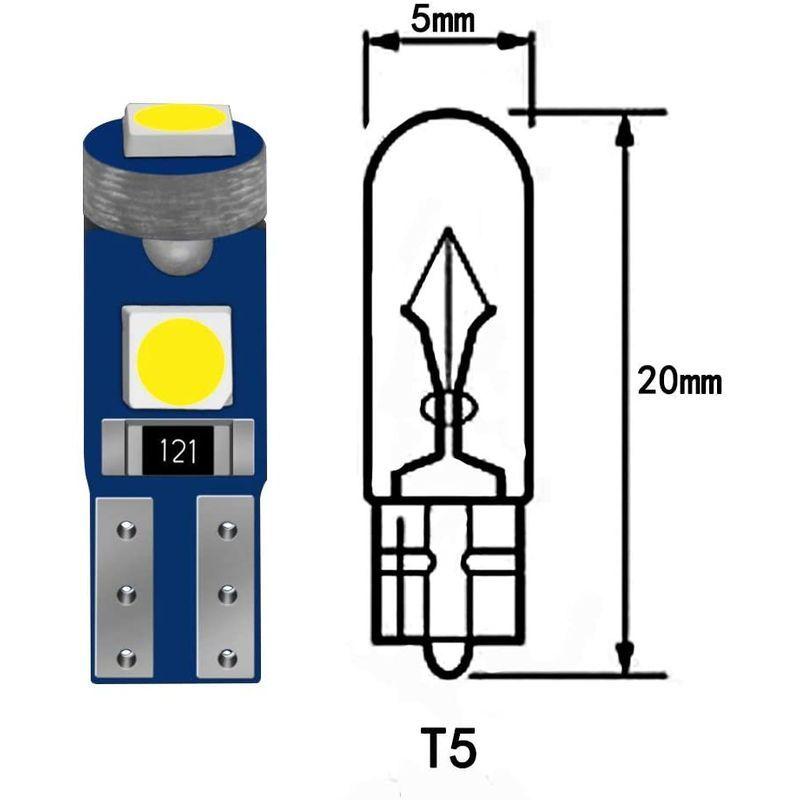 T5 Led 12ｖ 3030smd Led電球 エアコン球 ダ バイク用 パネル球 ホワイト メーター球 拡散 車用 高輝度 ３連 史上一番安い ホワイト