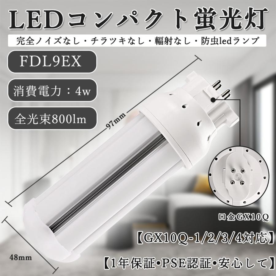 家庭用LEDコンパクト蛍光灯 FDL9EX形 配線工事必要 GX10Q通用口金 4w
