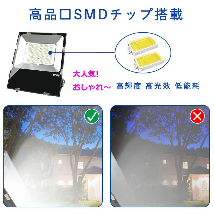 大型照明 超薄型LED投光器 150W 30000lm LED作業灯明るい IP65防水 防雨型led投光機 天井 投光器ledライト LEDハイパワー投光器 おしゃれ PSE認証済み 激安｜musubi-shop｜08