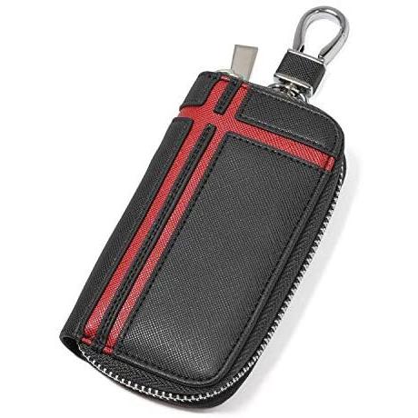 キーケース スマートキー 車キーケース メンズ キーホルダー カードキーケース レザー ６連 ファスナー カード入れ 免許証 ブラック レッド Msb19 Ude28v5fh045 むすび商店 通販 Yahoo ショッピング