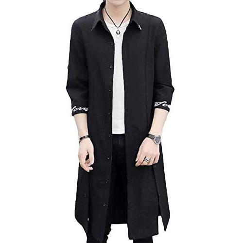 Debangniメンズ カーディガン ロング 膝長 黒 アウター ゆったり ふんわり 夏 秋 薄手 通気 シルエット ブラック Xl Msb19 Vfb28v3ig むすび商店 通販 Yahoo ショッピング