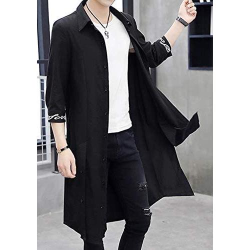 Debangniメンズ カーディガン ロング 膝長 黒 アウター ゆったり ふんわり 夏 秋 薄手 通気 シルエット ブラック Xl Msb19 Vfb28v3ig むすび商店 通販 Yahoo ショッピング