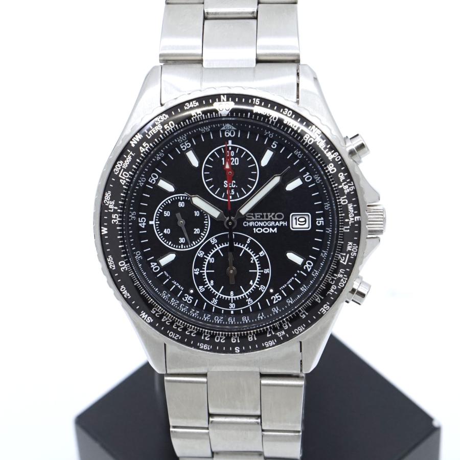 セイコー100m防水クロノグラフ本皮ベルト新品未使用品デッドストック