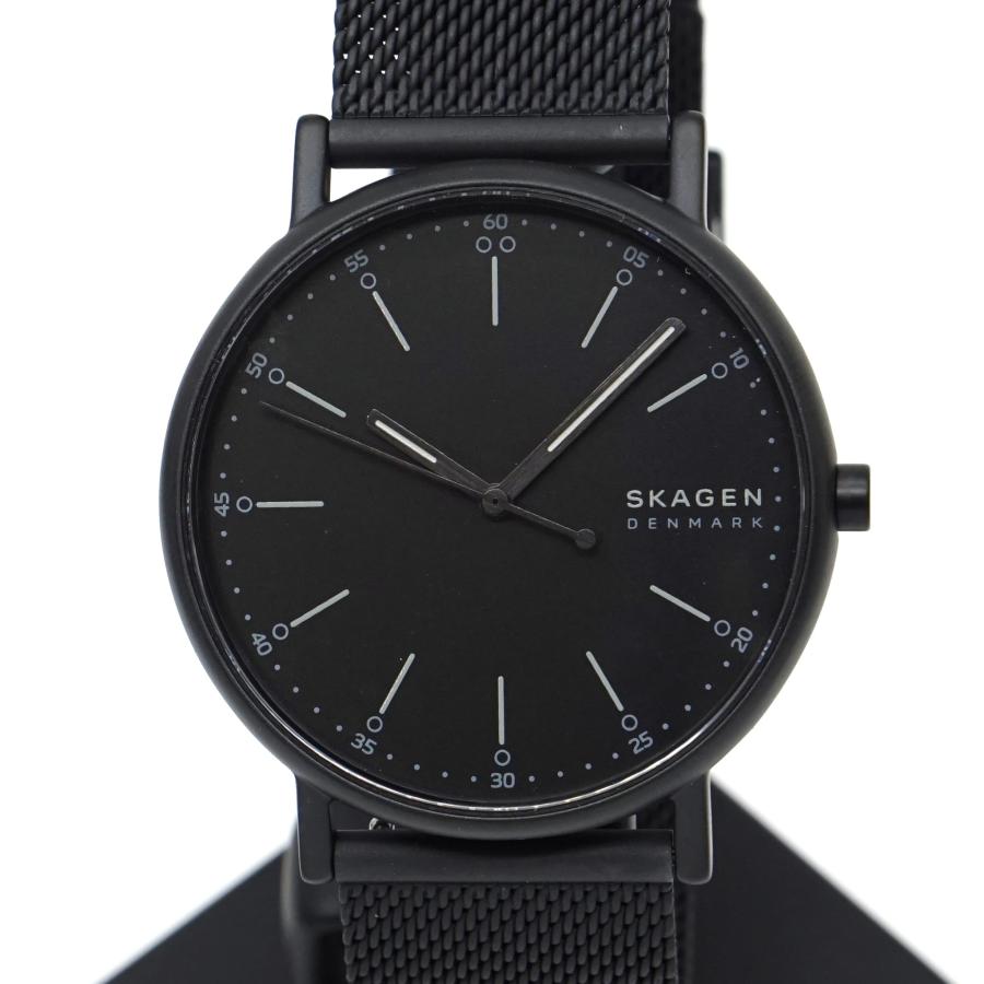 SIGNATUR スカーゲン SKAGEN 三針 ミッドナイト スチールメッシュ 