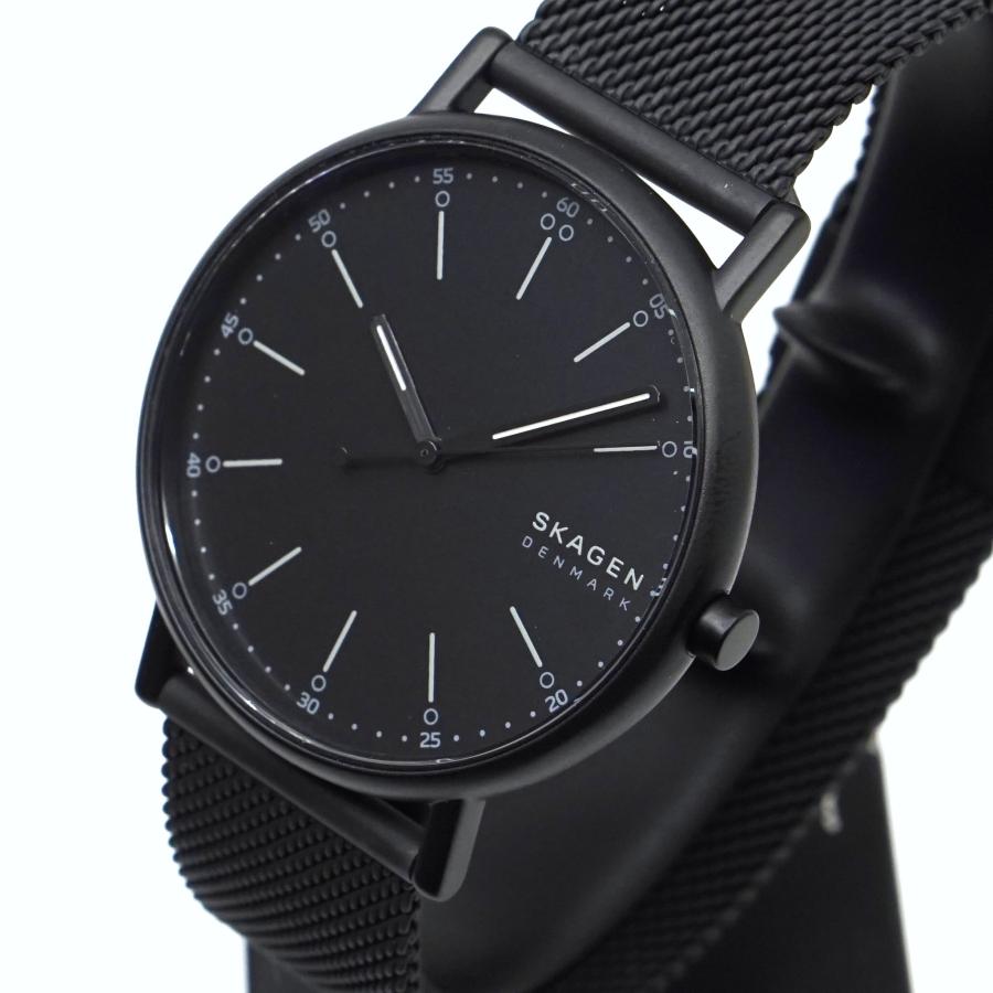 SIGNATUR スカーゲン SKAGEN 三針 ミッドナイト スチールメッシュ 