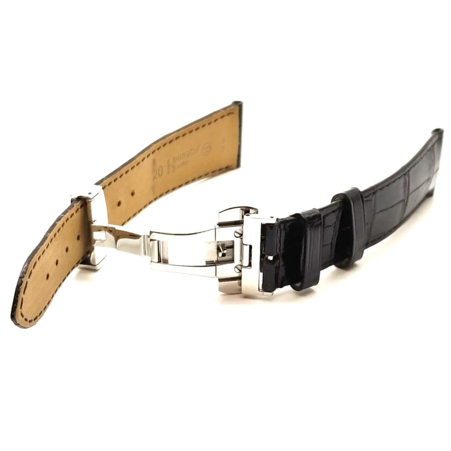 ヒルシュ 20mm 腕時計 バンド HIRSCH アリゲーター ブラック バックル社外品 デッドストック品 M-151の画像