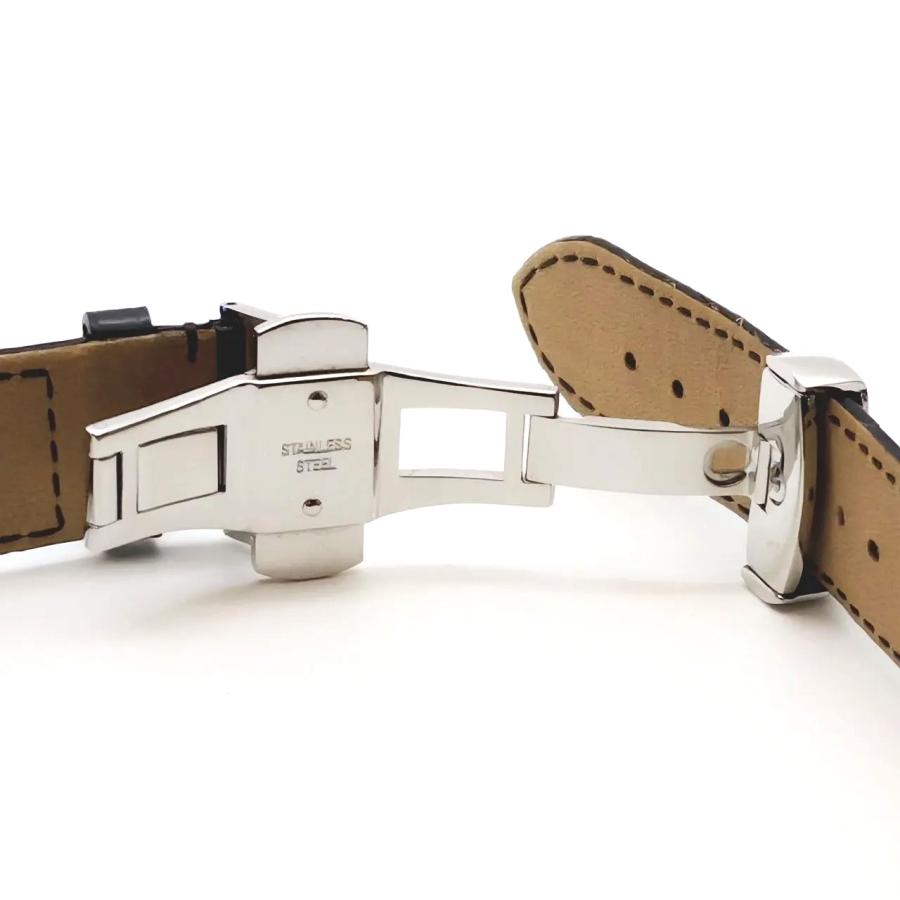 ヒルシュ 20mm 腕時計 バンド HIRSCH アリゲーター ブラック バックル社外品 デッドストック品 M-151の画像