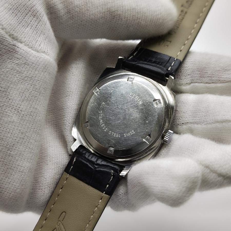 ひで!再値下げアンティーク ELGINエルジン 手巻き時計動作品新品ベルト