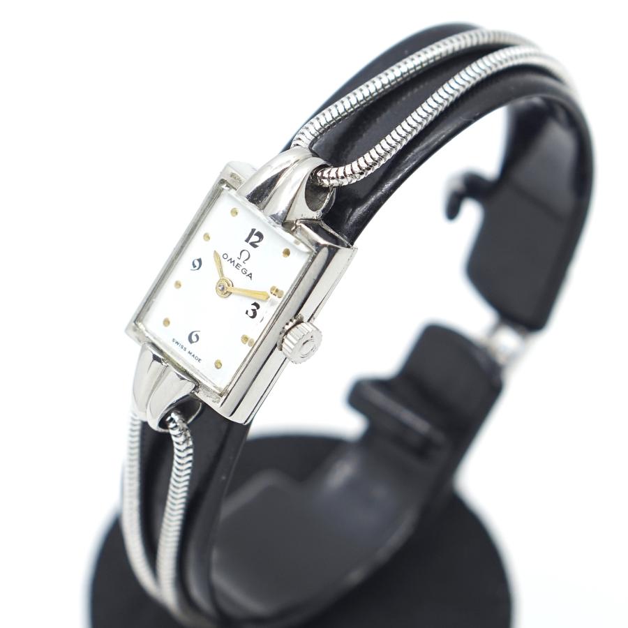 オメガ 腕時計 スクエア 18mm レディース 白 ビンテージ 手巻き