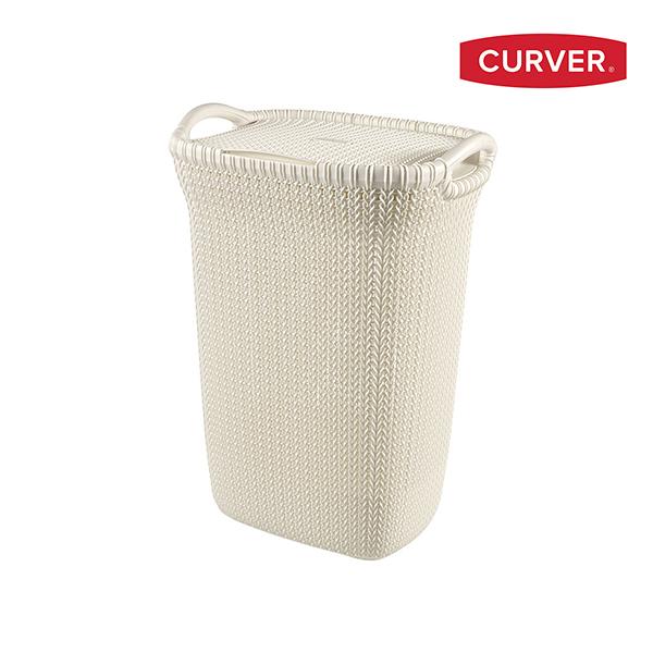 超目玉 カーバー ニットランドリーふた付きバスケット フタ付き ホワイト 大容量 洗濯かご おしゃれ かわいい 収納 超大特価 Www Aqtsolutions Com