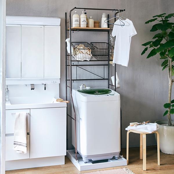 ランドリーラック 洗濯機ラック おしゃれ バスケット付き 幅59 87cm 収納 カゴ付き 洗濯機収納 伸縮 棚板1枚 バスケット2個付き 大型 当社オリジナル Z C 生活雑貨 通販 Yahoo ショッピング