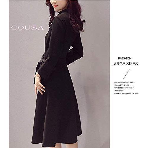気質アップ レディース リボン 黒 Vネック スカート フレア ワンピース Cousa コウサ フォーマル A01ブラック S 厚手 ７分袖 ドレス ワンピース Www We Job Com
