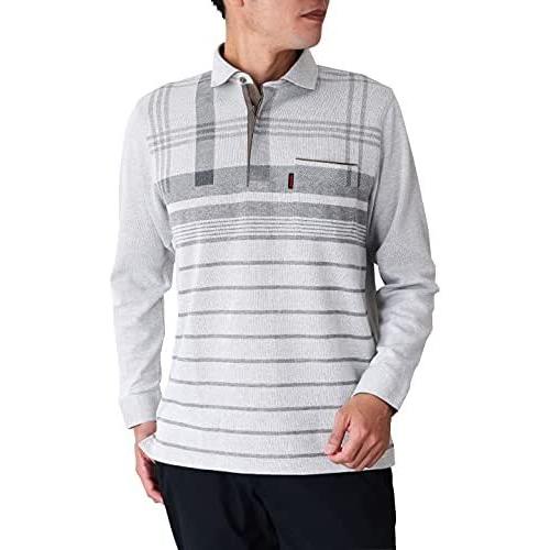 商品サイズ インスパイア チェック ボーダーファスナー ポロシャツ メンズ 長袖 50代 60代向け大人カジュアルブランド メンズ ホワイト Ll 東京工場 直売店 Omassci Com