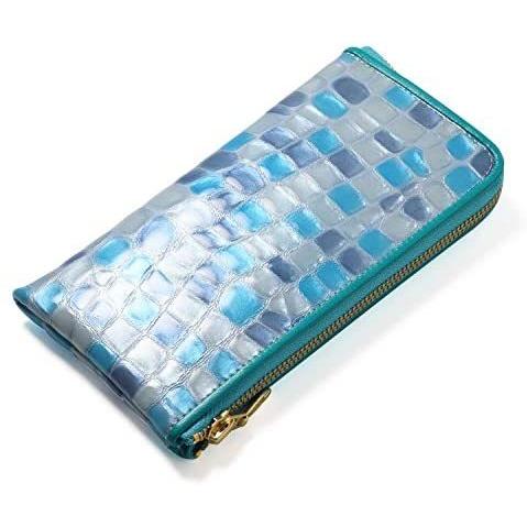 ステンドグラス調 薄型 長財布 レディース レディースファッション 日本製 Ykkファスナー 本革 その他財布 L字ファスナー カラーパイピング 薄型 Mutsumi Net Mutsu Wfbi4gg ベビーブルー Rp 1002 人気ブランド