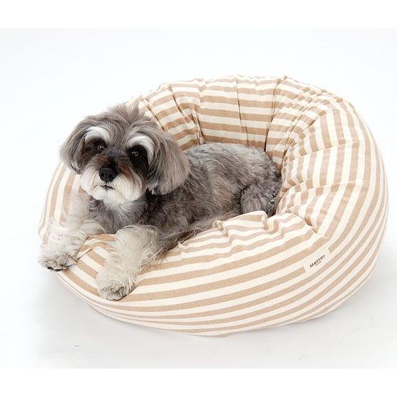 犬 ベッド オーガニックコットン 小型犬 ドーナツタイプ ベッド ボーダーベッド(ブラウンボーダー) Sサイズ |  | 01