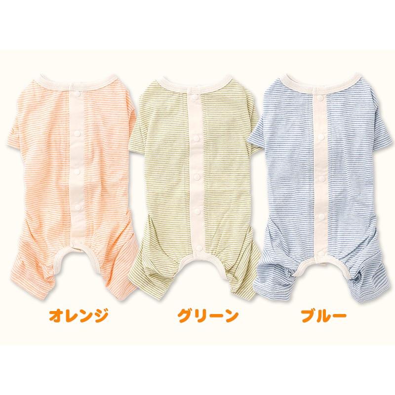 犬服 中型犬 服 オーコット天竺ボーダー 半袖フルスーツ/4-6号 |  | 01