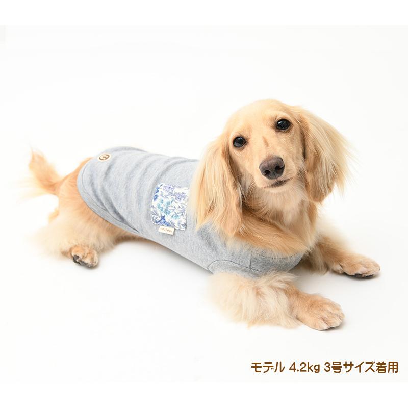 犬服 大型犬 服 スムース花柄ポケット ノースリーブ/7-9号